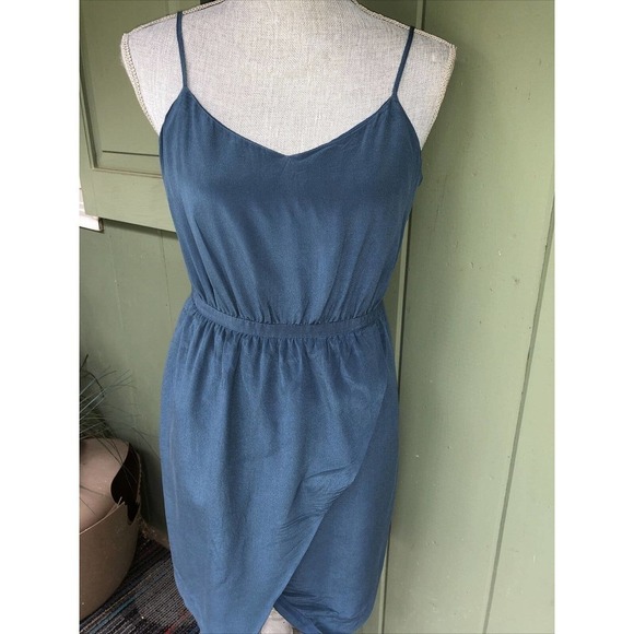 MADEWELL Blue Silk Sandstar Mini Dress Cami Tulip Hem Sz 6 EUC - Picture 3 of 8